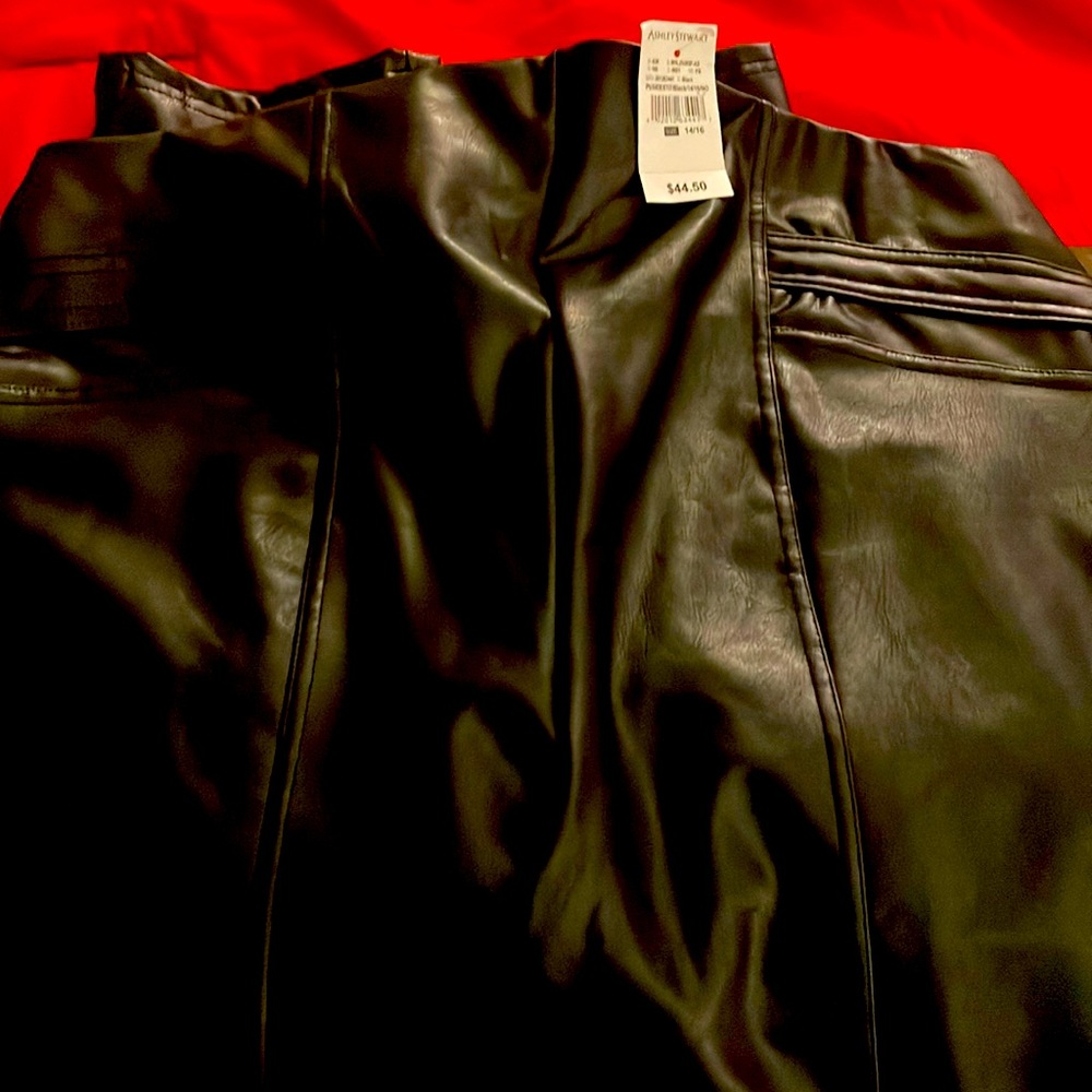 Leather look pants